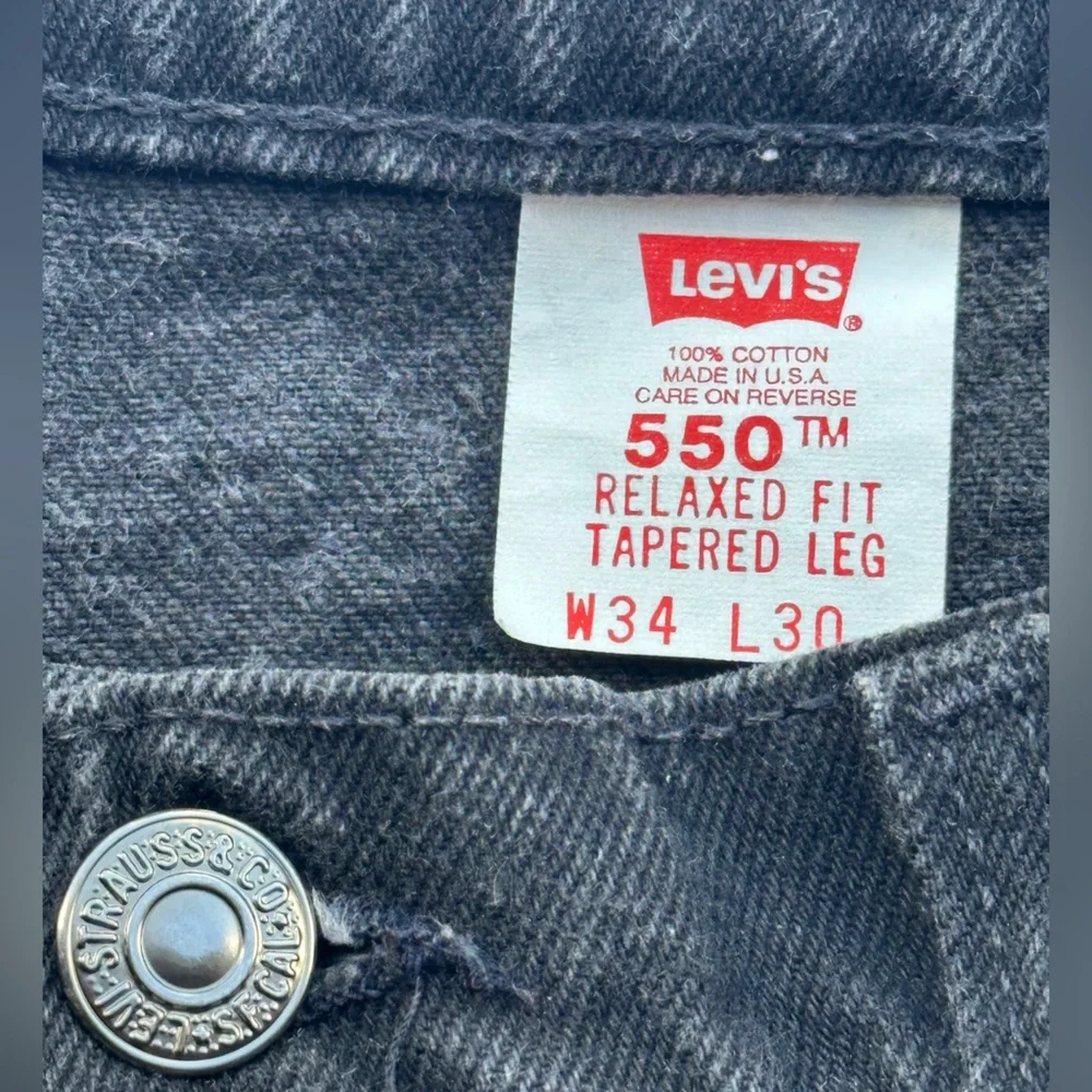 Vintage Levi's 550 Orange Tab Relaxed Fit Tapered Leg Jean USA Black 34x30